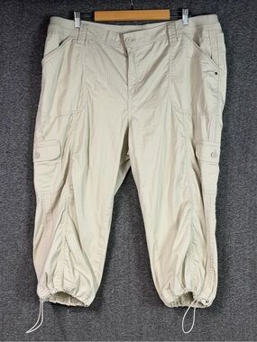 Style & Co Khaki Cargo Pants 20W Plus Size Cropped Drawstring Hem Utility NWOT